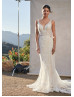 Ivory Lace Tulle Sexy Wedding Dress With Long Train